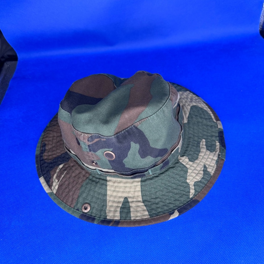 Mirmaru Woodland Camo Boonie Bucket Hat L/XL Adjustable Chin Strap Sun Hat Camp